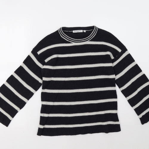Brave Soul Womens Blue Striped  Pullover Sweatshirt Size 12