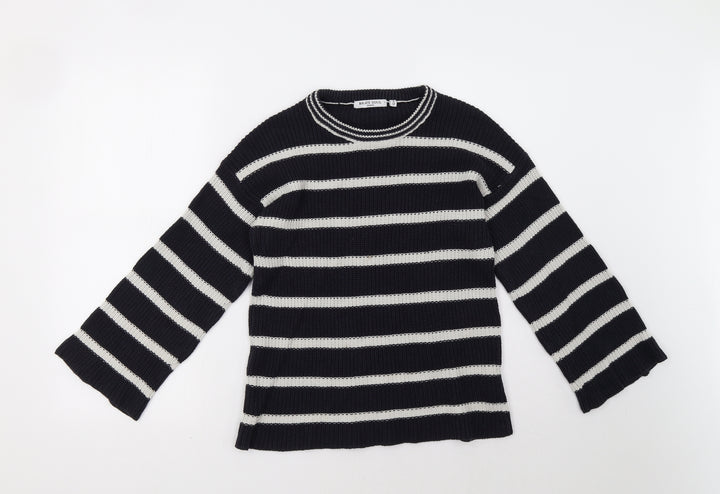 Brave Soul Womens Blue Striped  Pullover Sweatshirt Size 12