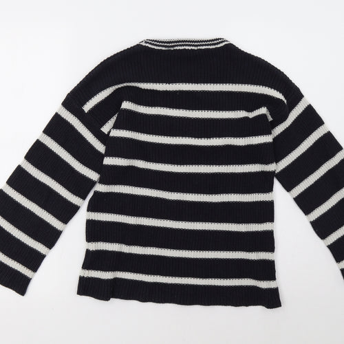 Brave Soul Womens Blue Striped  Pullover Sweatshirt Size 12