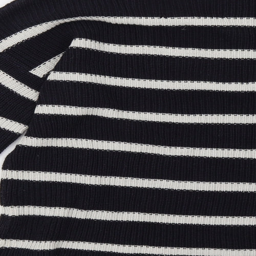 Brave Soul Womens Blue Striped  Pullover Sweatshirt Size 12