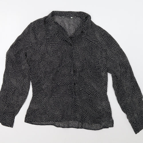 Marks and Spencer Womens Black Polka Dot  Basic Button-Up Size 12