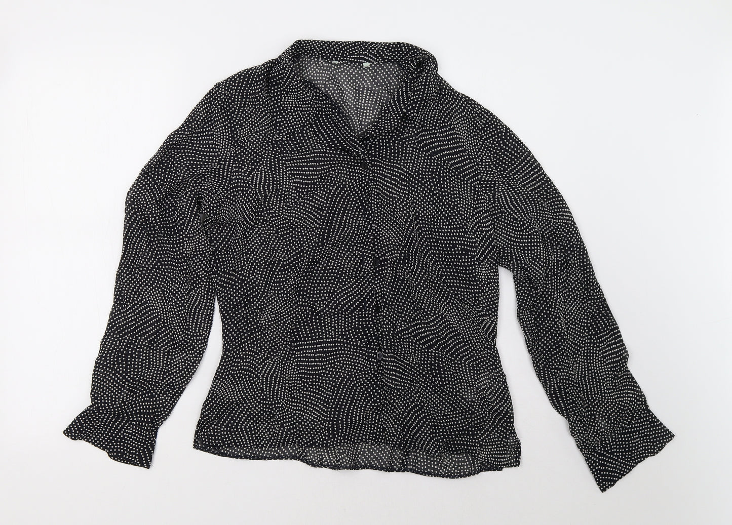 Marks and Spencer Womens Black Polka Dot  Basic Button-Up Size 12
