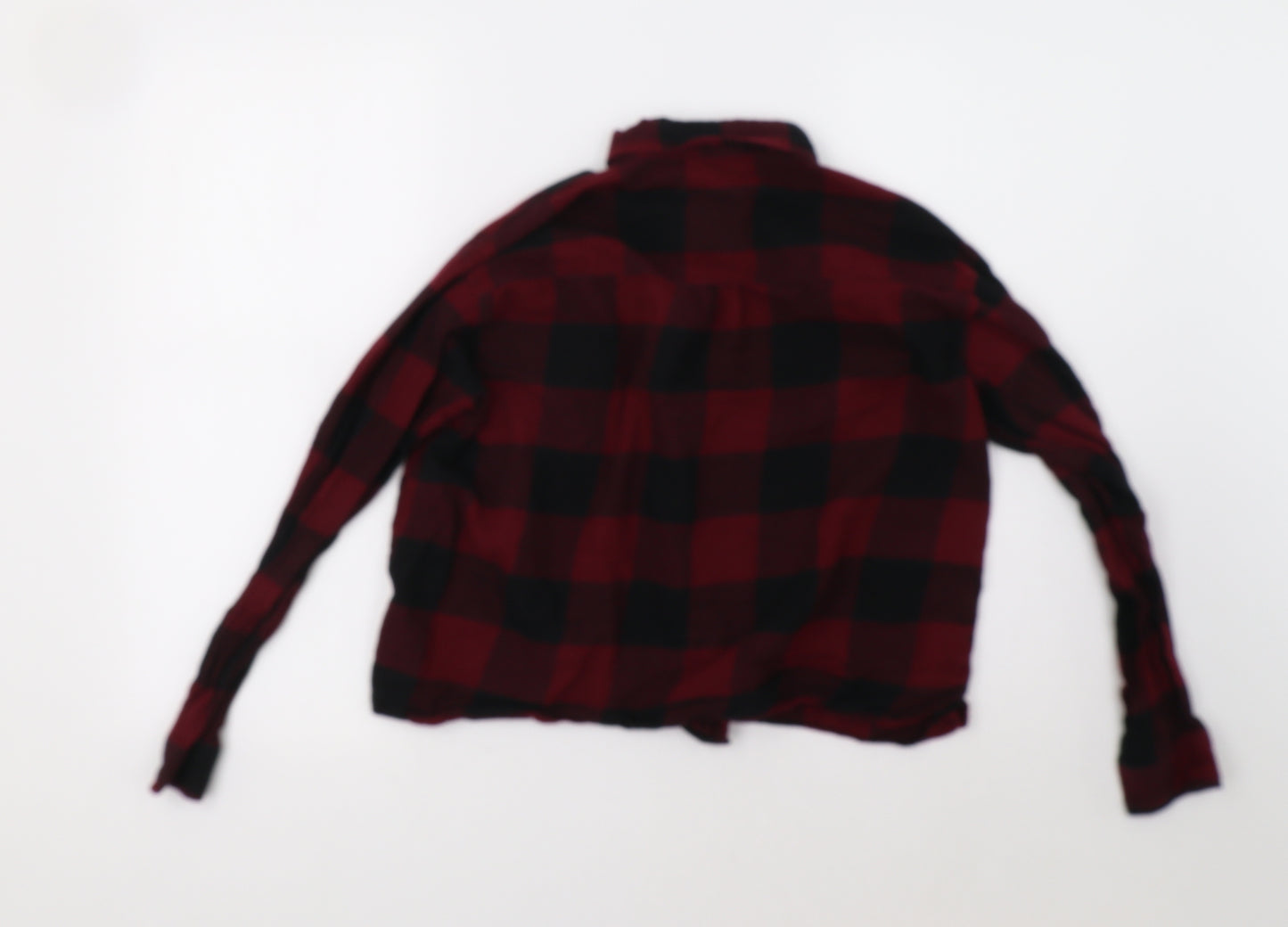 H&M Womens Red Check  Basic Button-Up Size 10