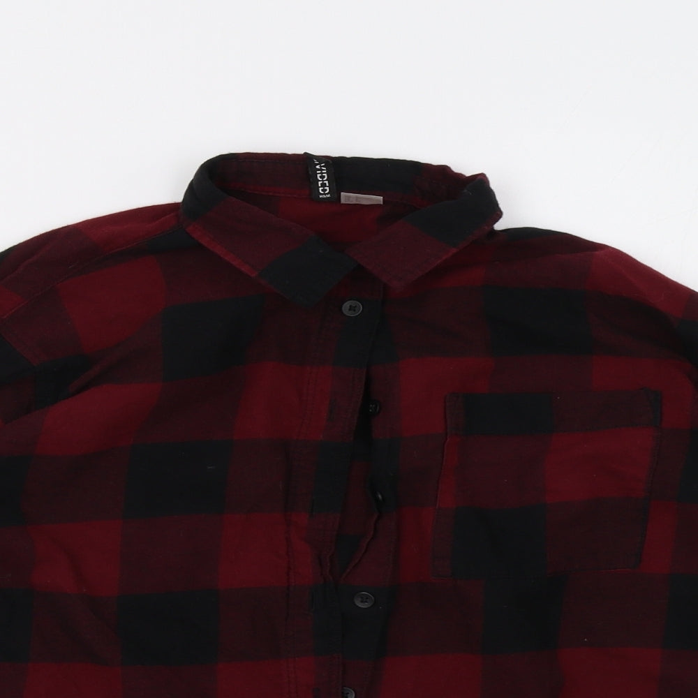 H&M Womens Red Check  Basic Button-Up Size 10