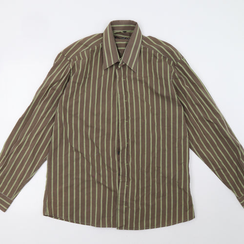 redford Mens Grey Striped   Polo Size L