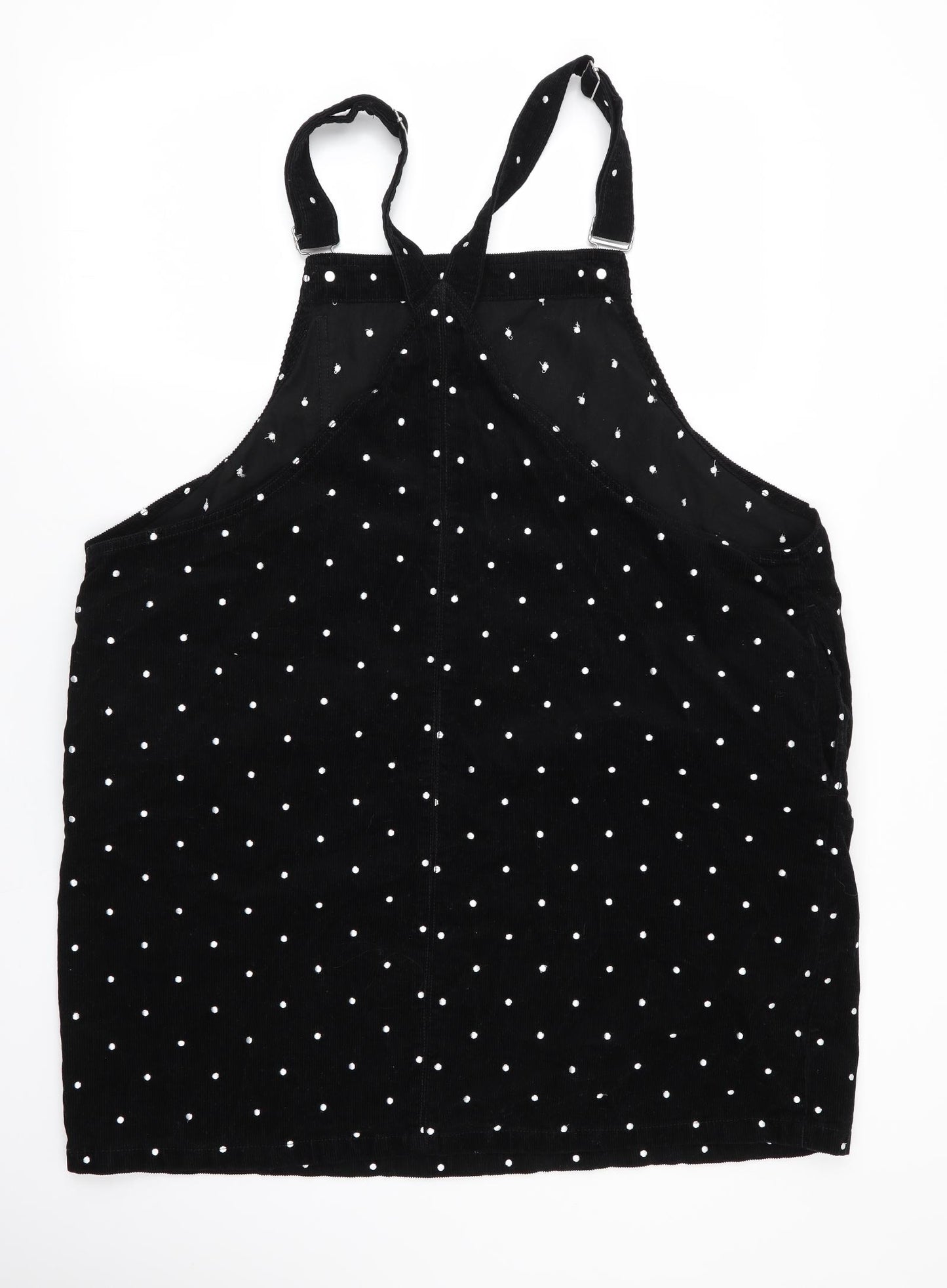 TU Womens Black Polka Dot  Pinafore/Dungaree Dress  Size 22