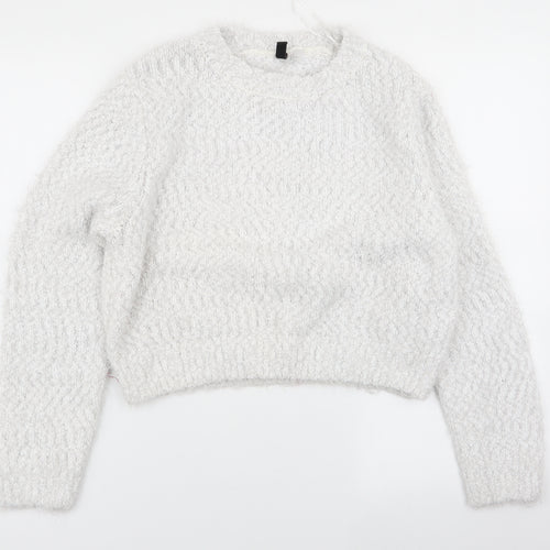 H&M Womens White   Pullover Jumper Size 10