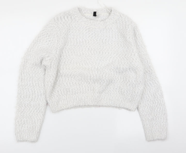 H&M Womens White   Pullover Jumper Size 10