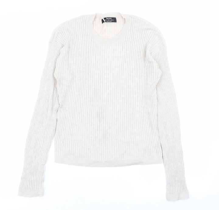 Bershka Womens Beige Basic T-Shirt Size 6