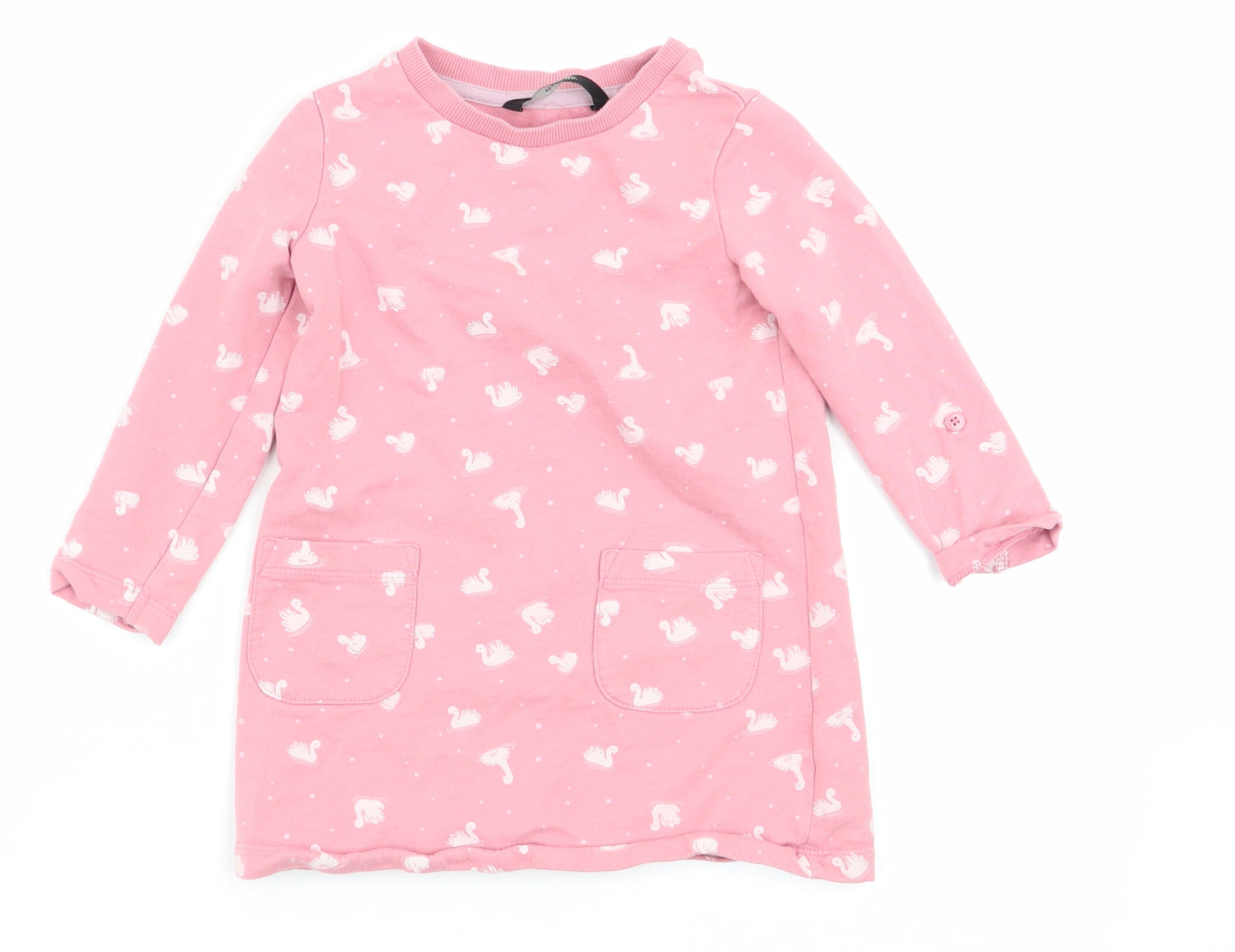 Asda George Girls Pink Animal Print  Jumper Dress  Size 12-18 Months