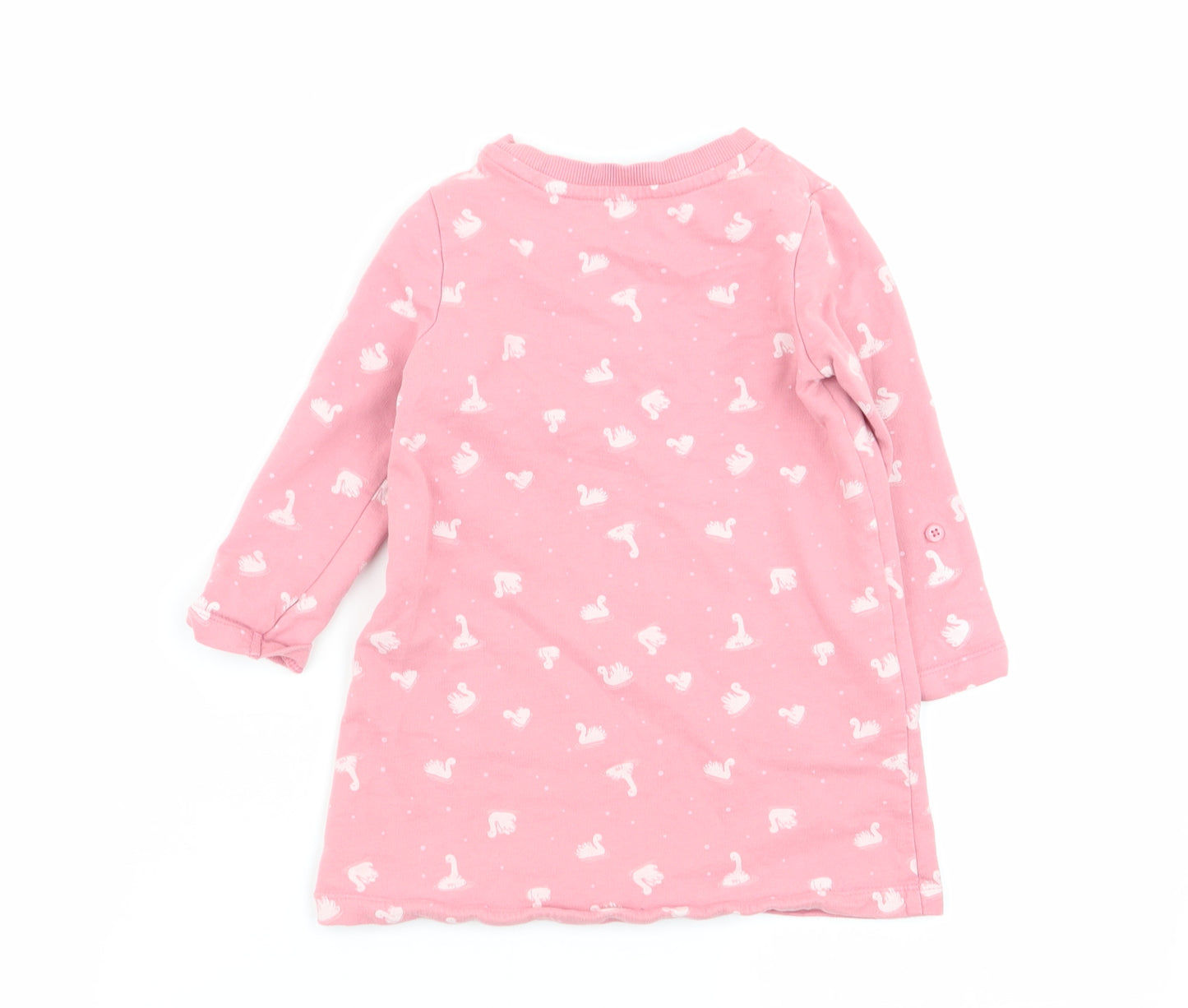 Asda George Girls Pink Animal Print  Jumper Dress  Size 12-18 Months