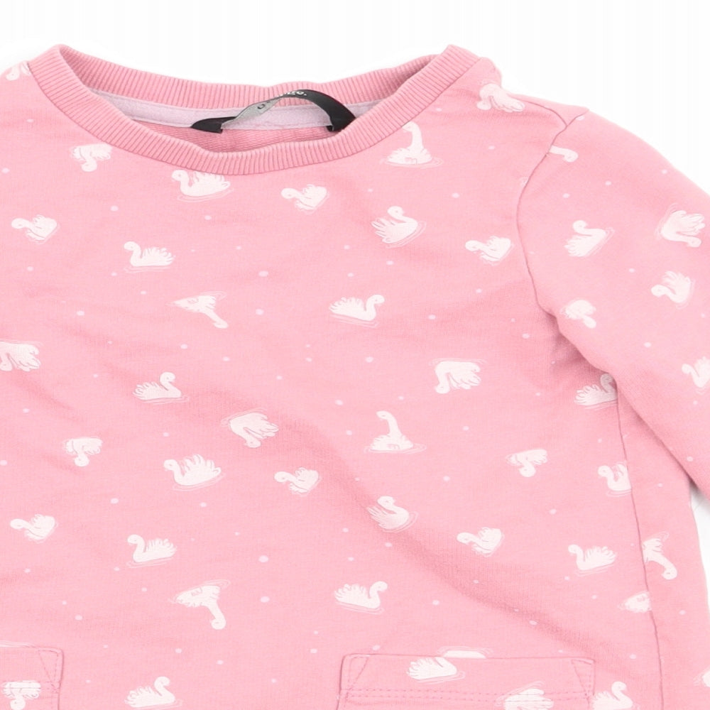 Asda George Girls Pink Animal Print  Jumper Dress  Size 12-18 Months