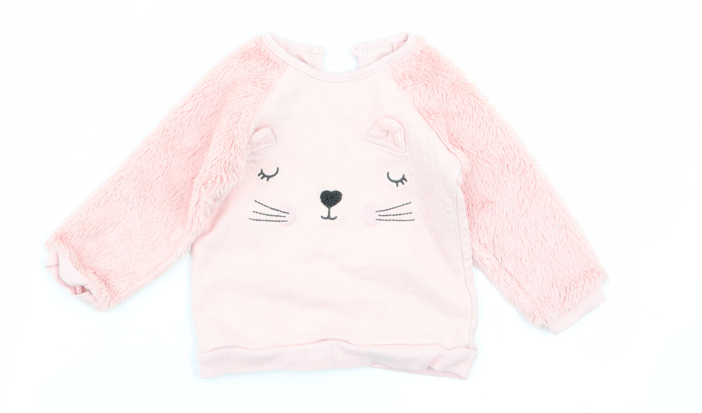 Asda George Girls Pink   Pullover Jumper Size 9-12 Months