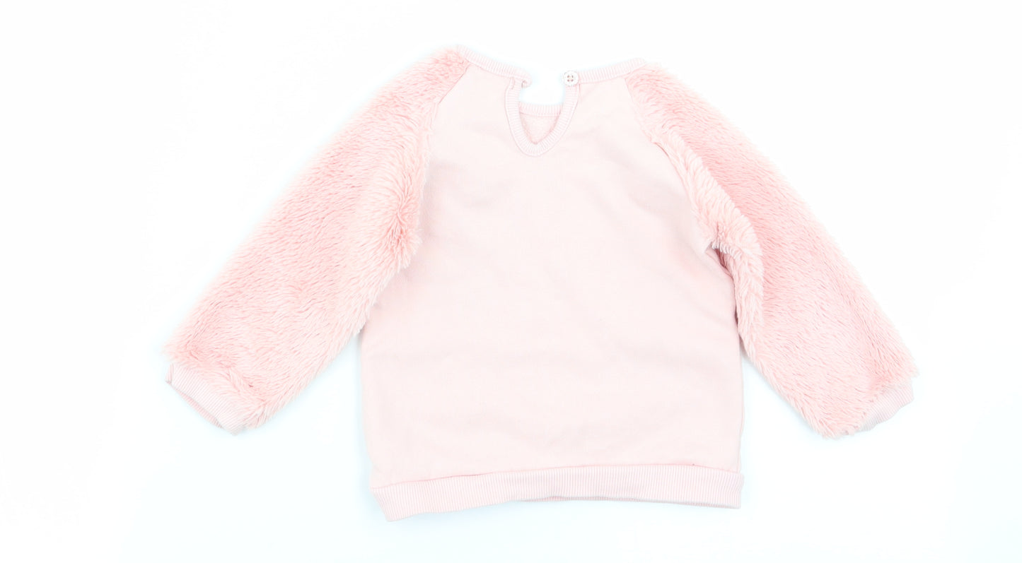 Asda George Girls Pink   Pullover Jumper Size 9-12 Months