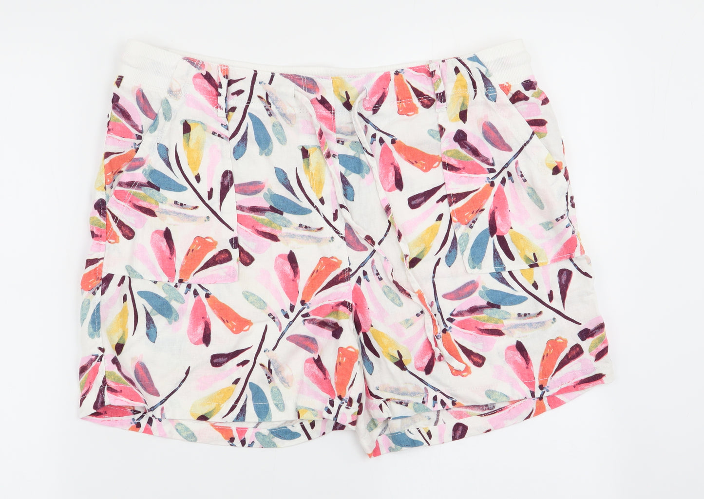 M&S Womens Multicoloured Floral  Chino Shorts Size 14 - Stretch waistband