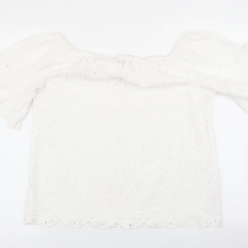 F&F Womens White Geometric  Basic Blouse Size 14