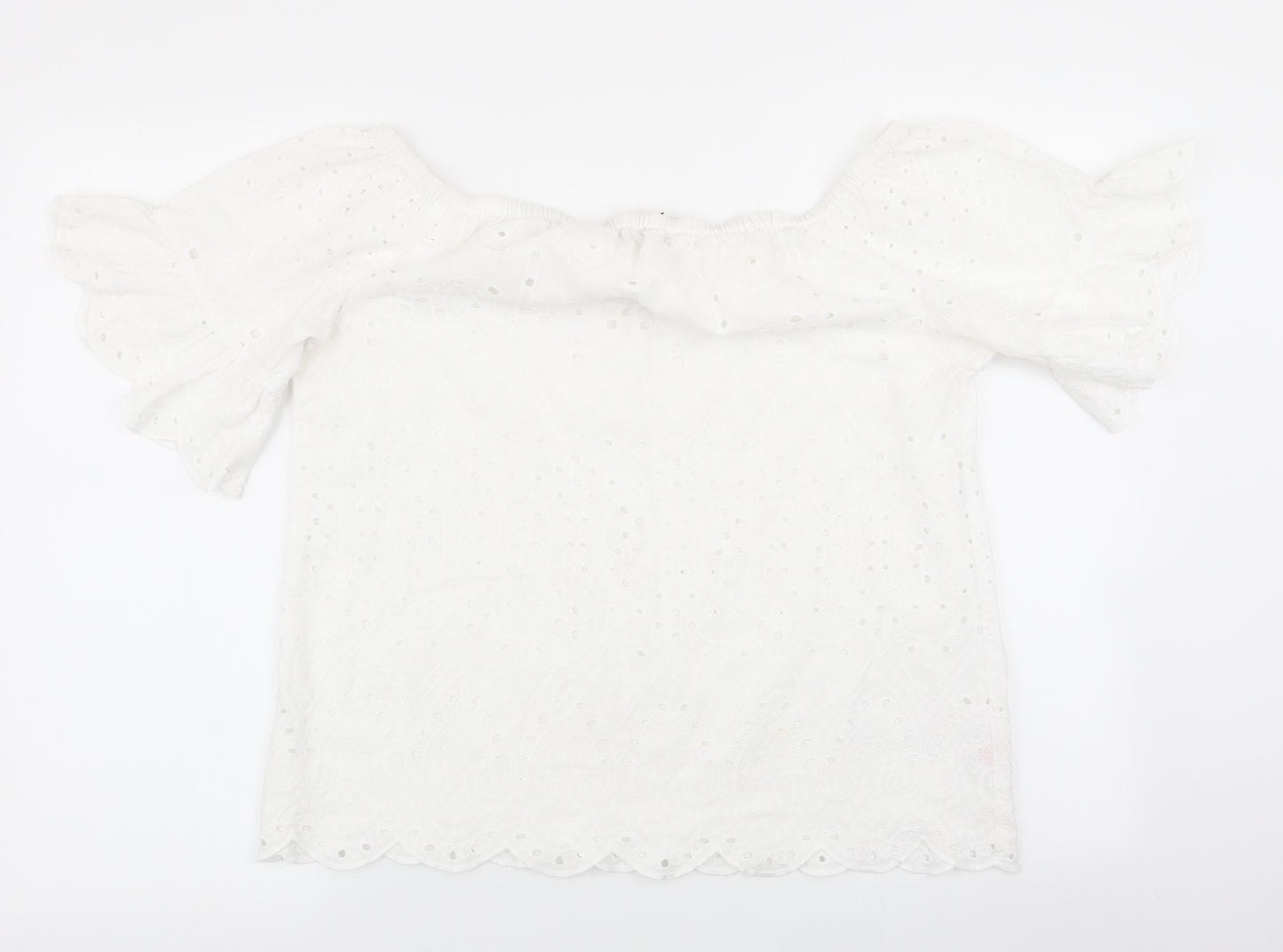 F&F Womens White Geometric  Basic Blouse Size 14