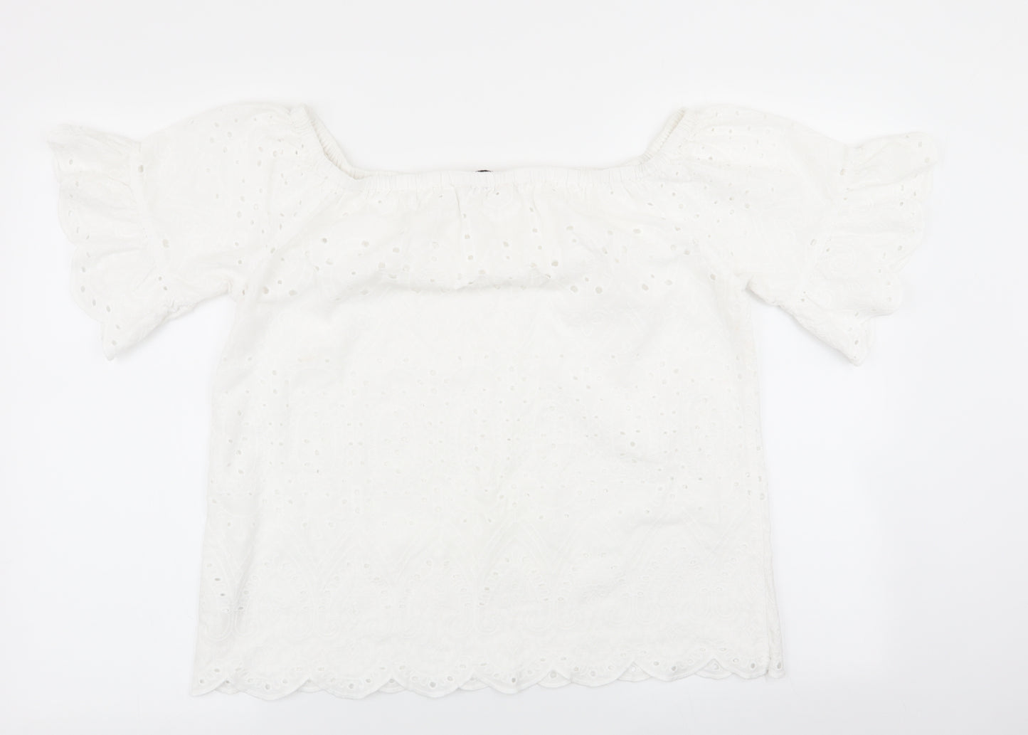 F&F Womens White Geometric  Basic Blouse Size 14