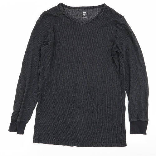 F&F Womens Grey Striped  Basic T-Shirt Size L