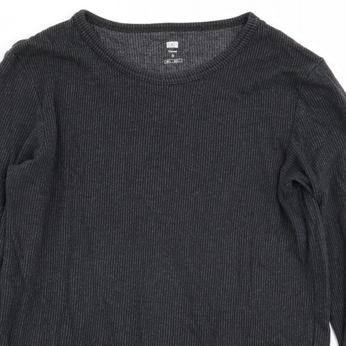 F&F Womens Grey Striped  Basic T-Shirt Size L