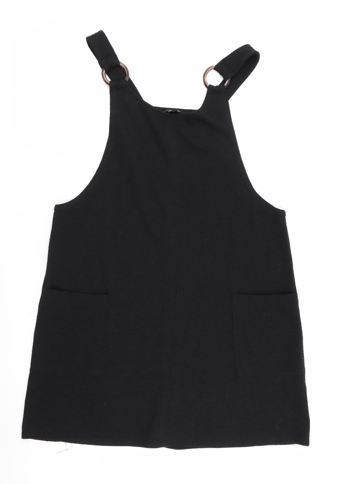 New Look Womens Black Striped  Pinafore/Dungaree Dress  Size 14