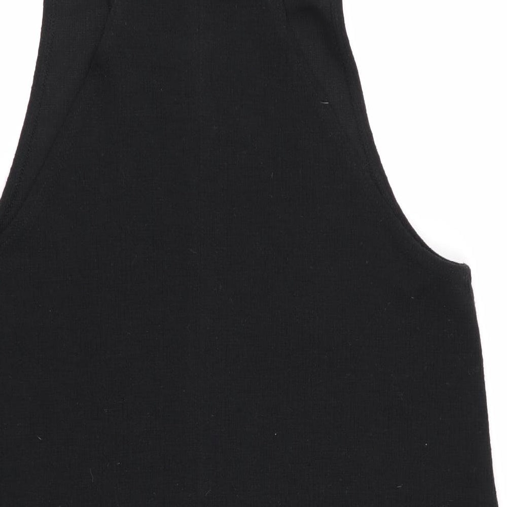New Look Womens Black Striped  Pinafore/Dungaree Dress  Size 14