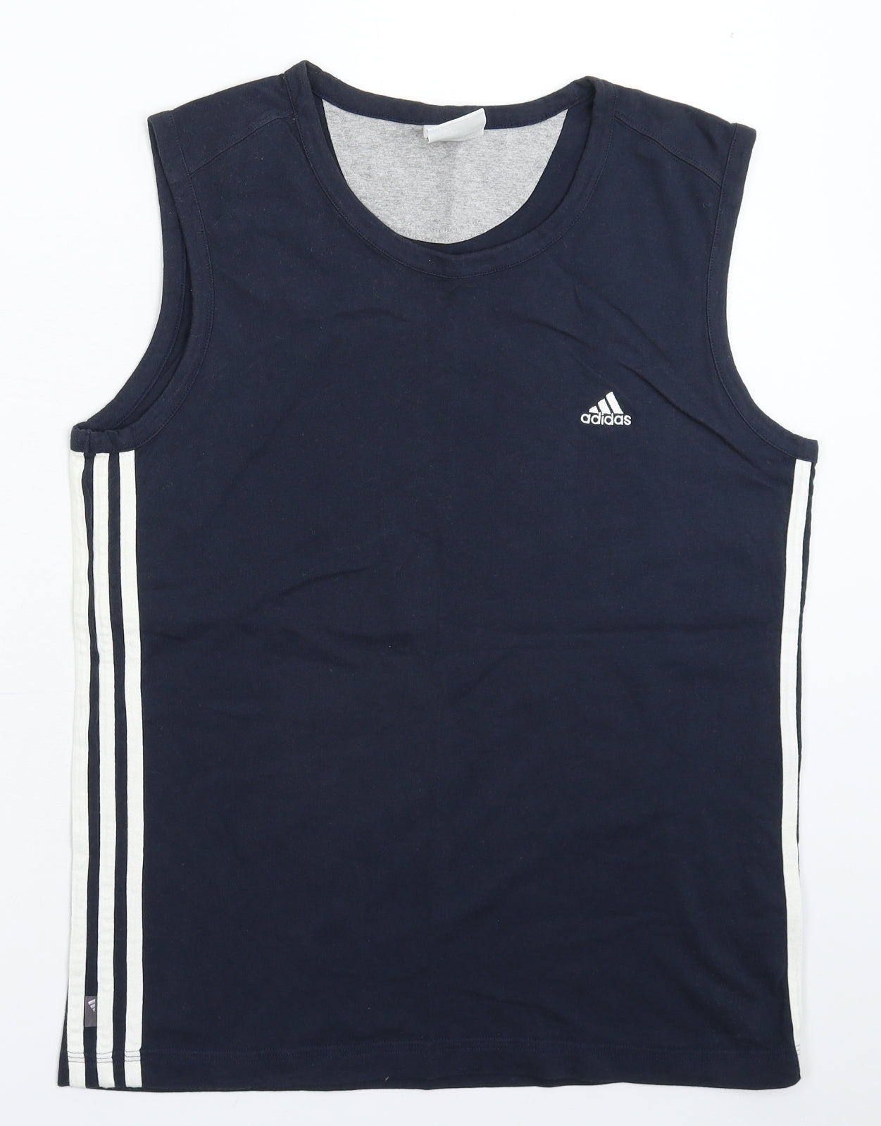 adidas Mens Blue Striped  Basic Tank Size M