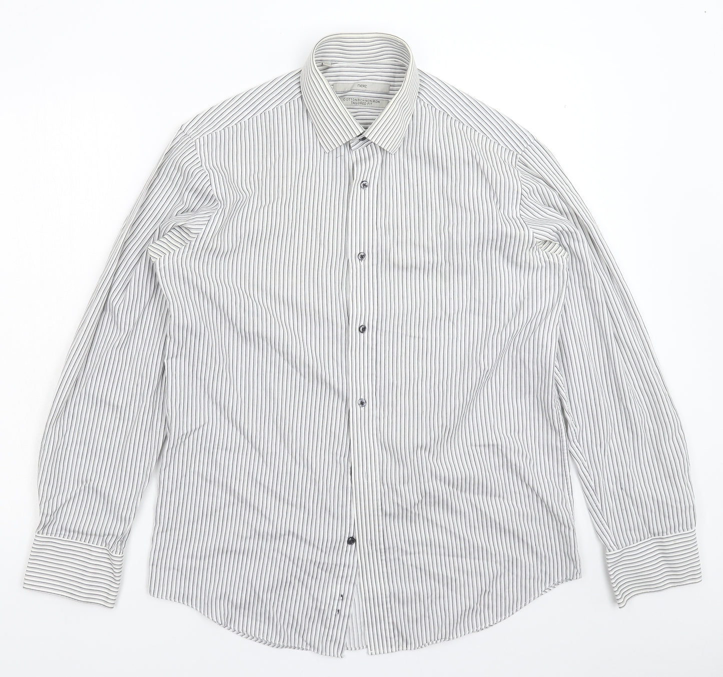 NEXT Mens White Striped   Dress Shirt Size 16