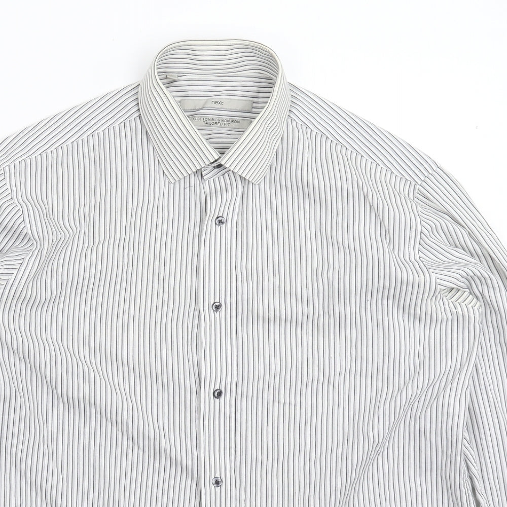 NEXT Mens White Striped   Dress Shirt Size 16