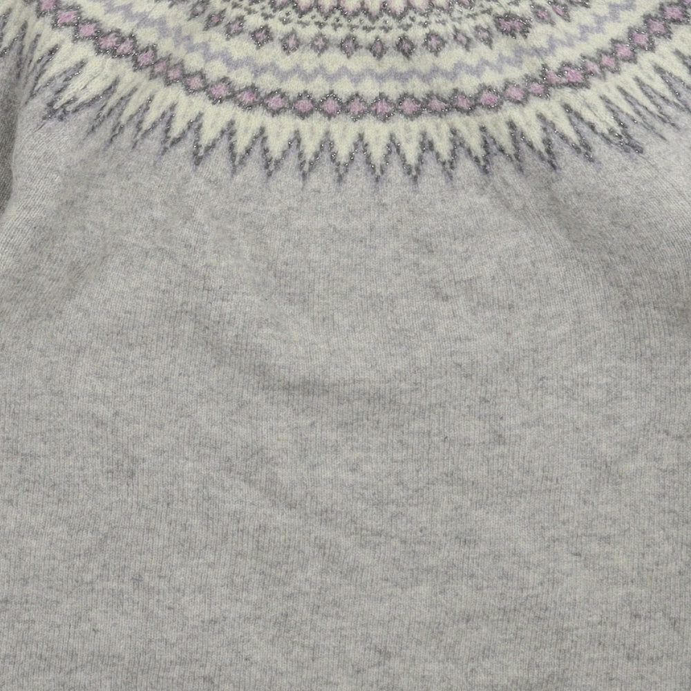 Beacan Cove Womens Grey Geometric Knit Pullover Jumper Size 12