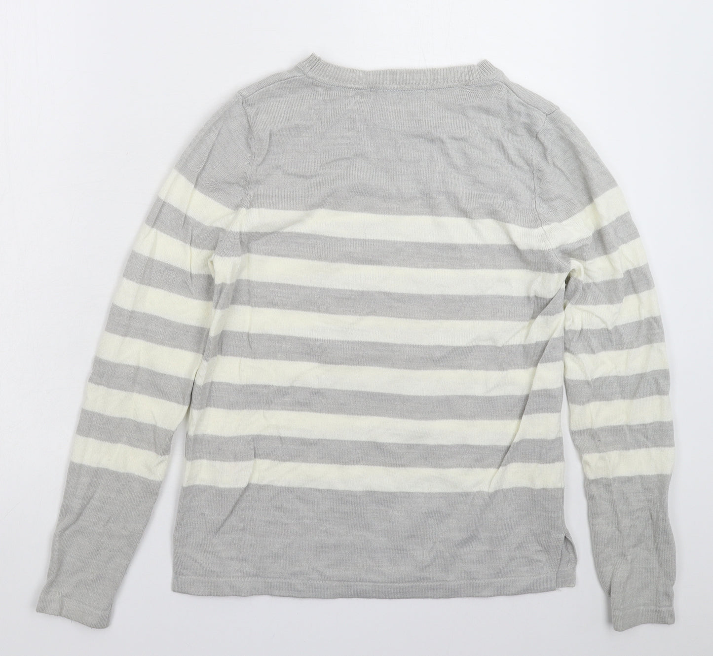 Marks and Spencer Womens Grey Striped Knit Pullover Jumper Size 10