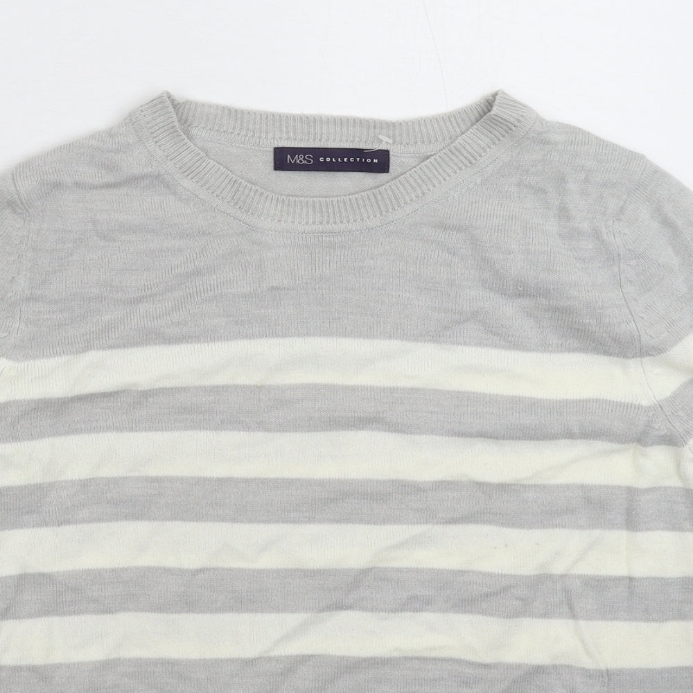 Marks and Spencer Womens Grey Striped Knit Pullover Jumper Size 10