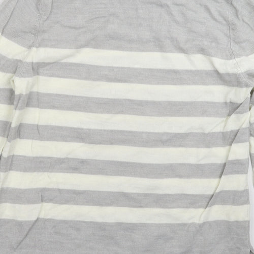 Marks and Spencer Womens Grey Striped Knit Pullover Jumper Size 10