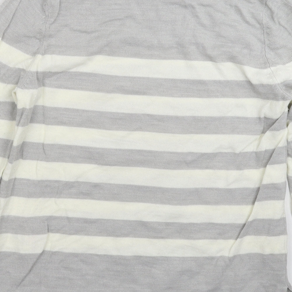 Marks and Spencer Womens Grey Striped Knit Pullover Jumper Size 10
