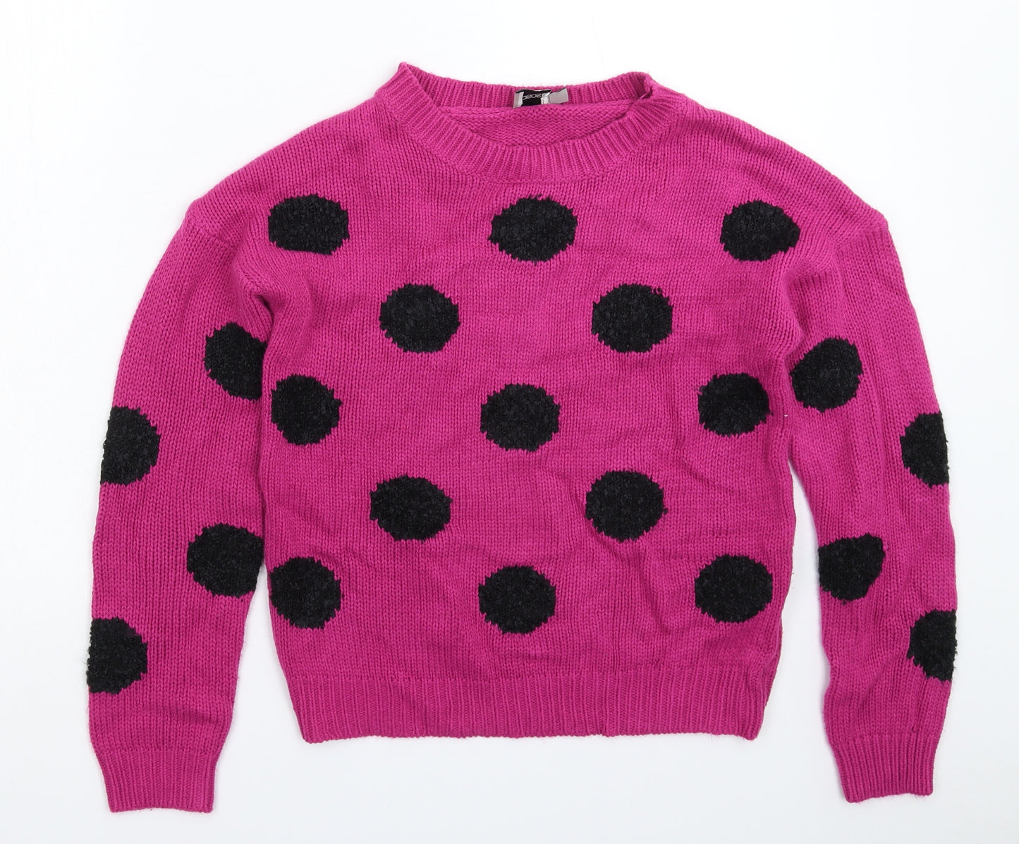 ASOS Womens Pink Polka Dot Knit Pullover Jumper Size 10