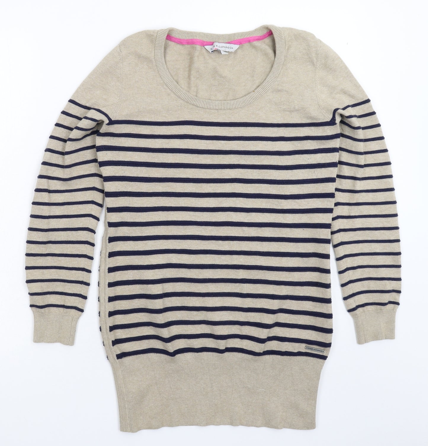 Crew Clothing Womens Grey Striped Knit Pullover Jumper Size 12