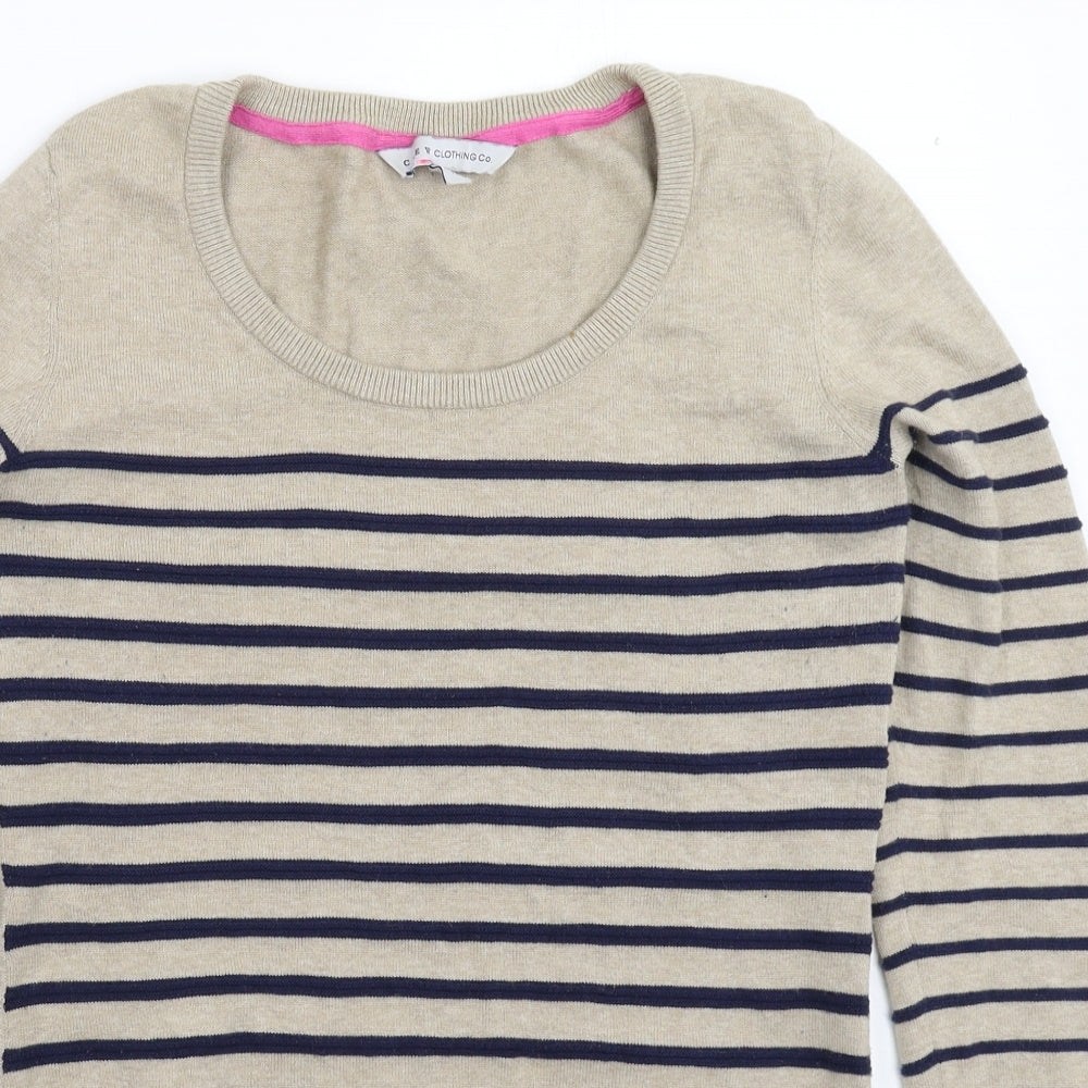 Crew Clothing Womens Grey Striped Knit Pullover Jumper Size 12