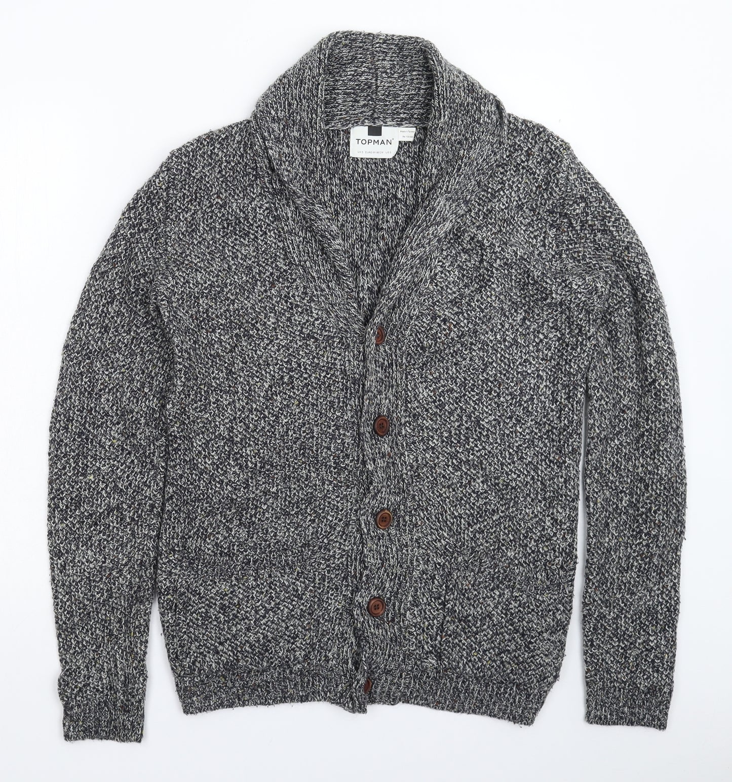 Topman Mens Grey  Knit Cardigan Jumper Size S