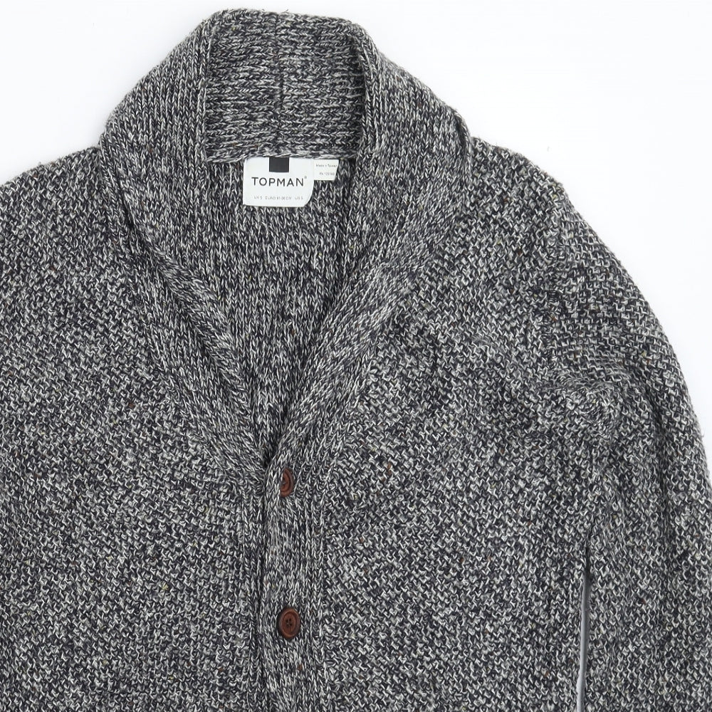 Topman Mens Grey  Knit Cardigan Jumper Size S
