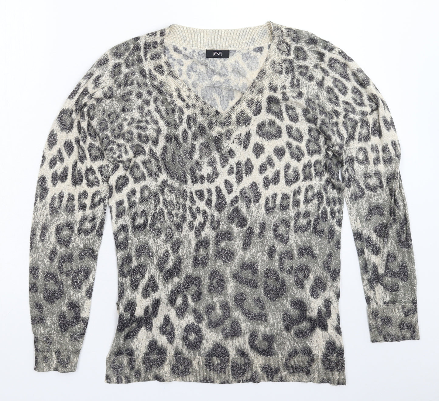 F&F Womens Multicoloured Animal Print Knit Pullover Jumper Size 18
