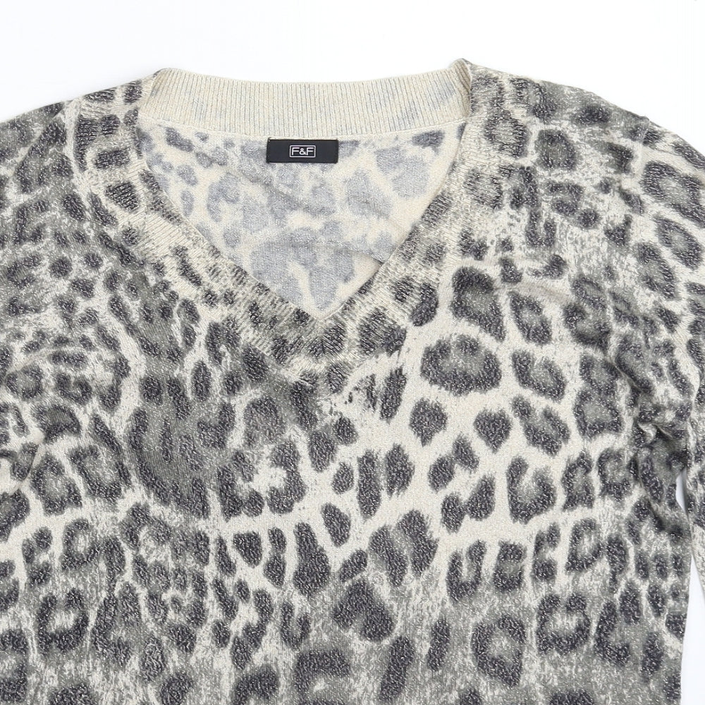 F&F Womens Multicoloured Animal Print Knit Pullover Jumper Size 18