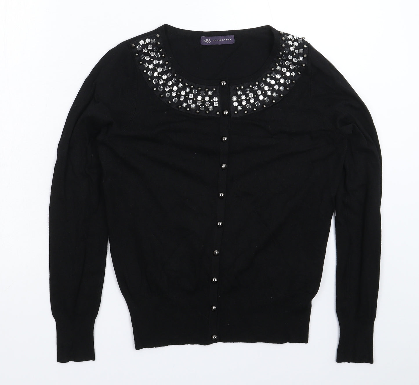 Marks and Spencer Womens Black  Knit Cardigan Jumper Size 12