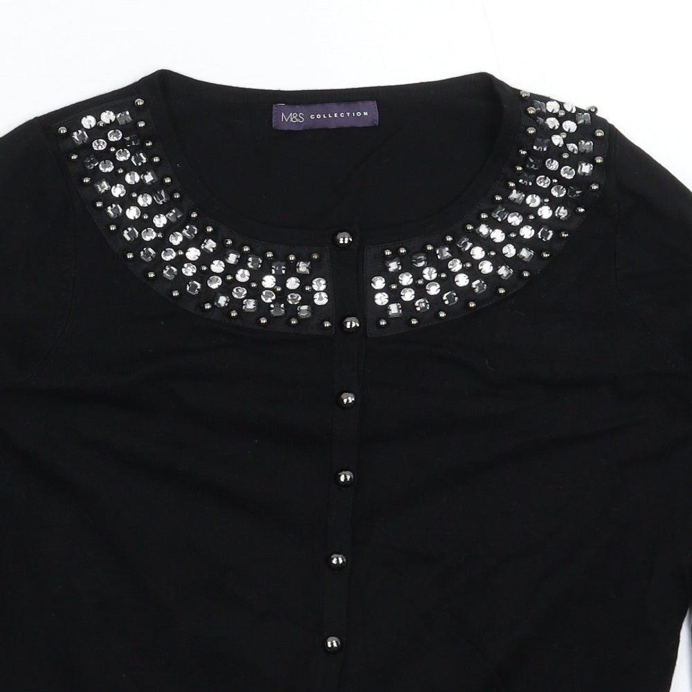 Marks and Spencer Womens Black  Knit Cardigan Jumper Size 12