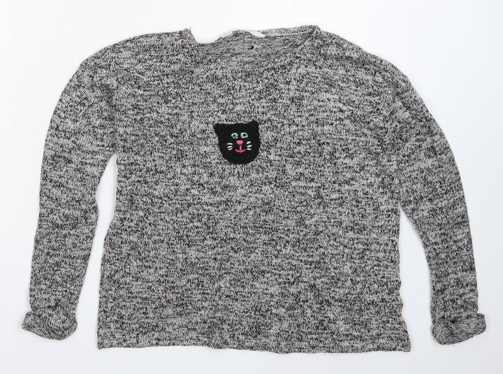 H&M Girls Grey  Knit Pullover Jumper Size 9-10 Years