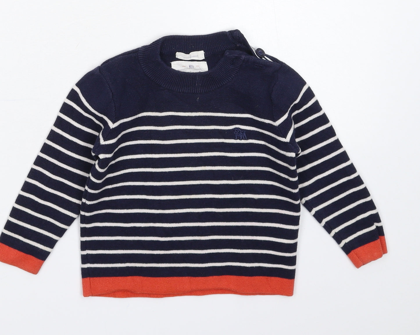 Jasper Conran Boys Blue Striped Knit Pullover Jumper Size 2-3 Years