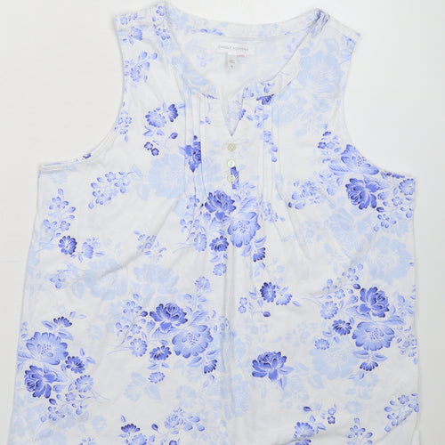 Carole Hochman Womens White Floral  Basic Tank Size M