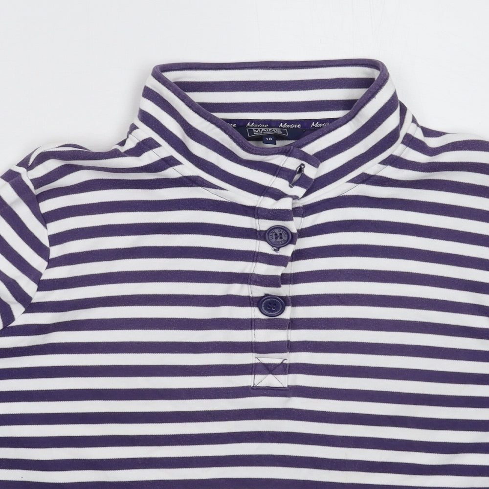Maine Womens Purple Striped  Pullover Sweatshirt Size 14