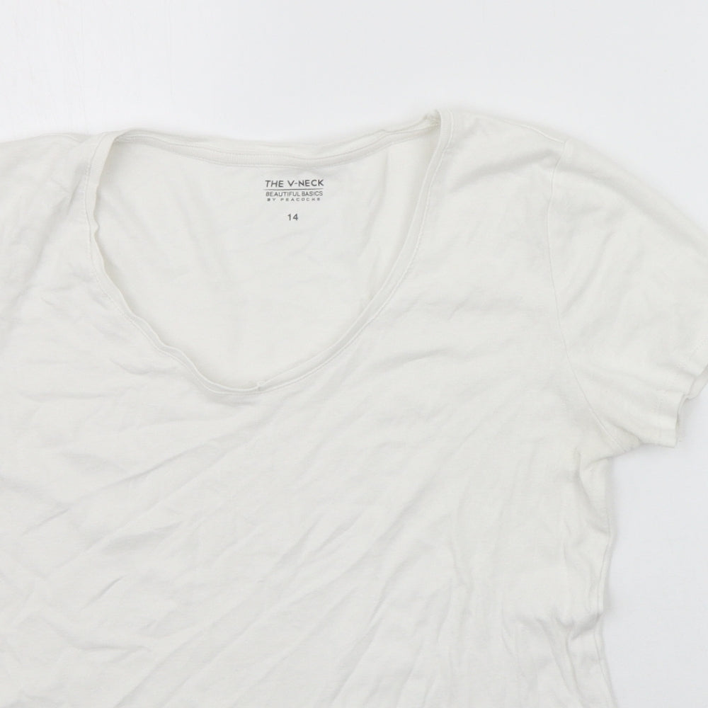 Peacocks Womens White   Basic T-Shirt Size 14