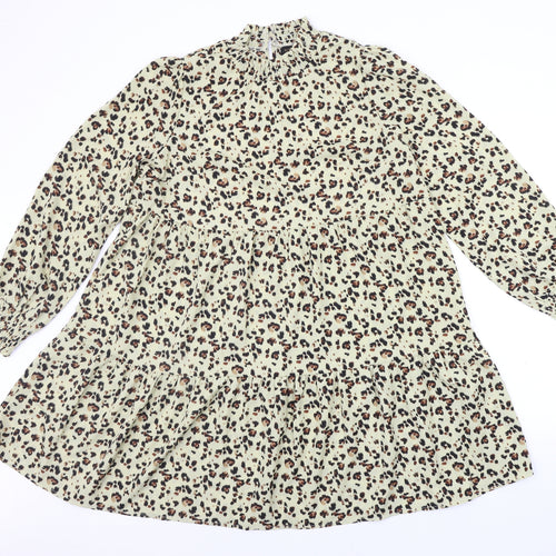 QED London Womens Beige Animal Print  A-Line  Size 12
