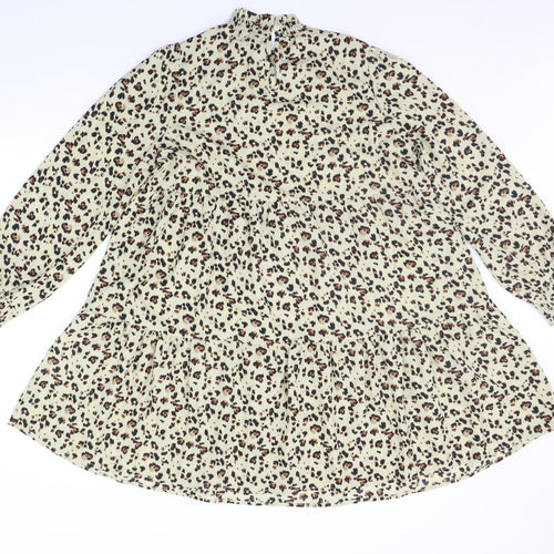 QED London Womens Beige Animal Print  A-Line  Size 12